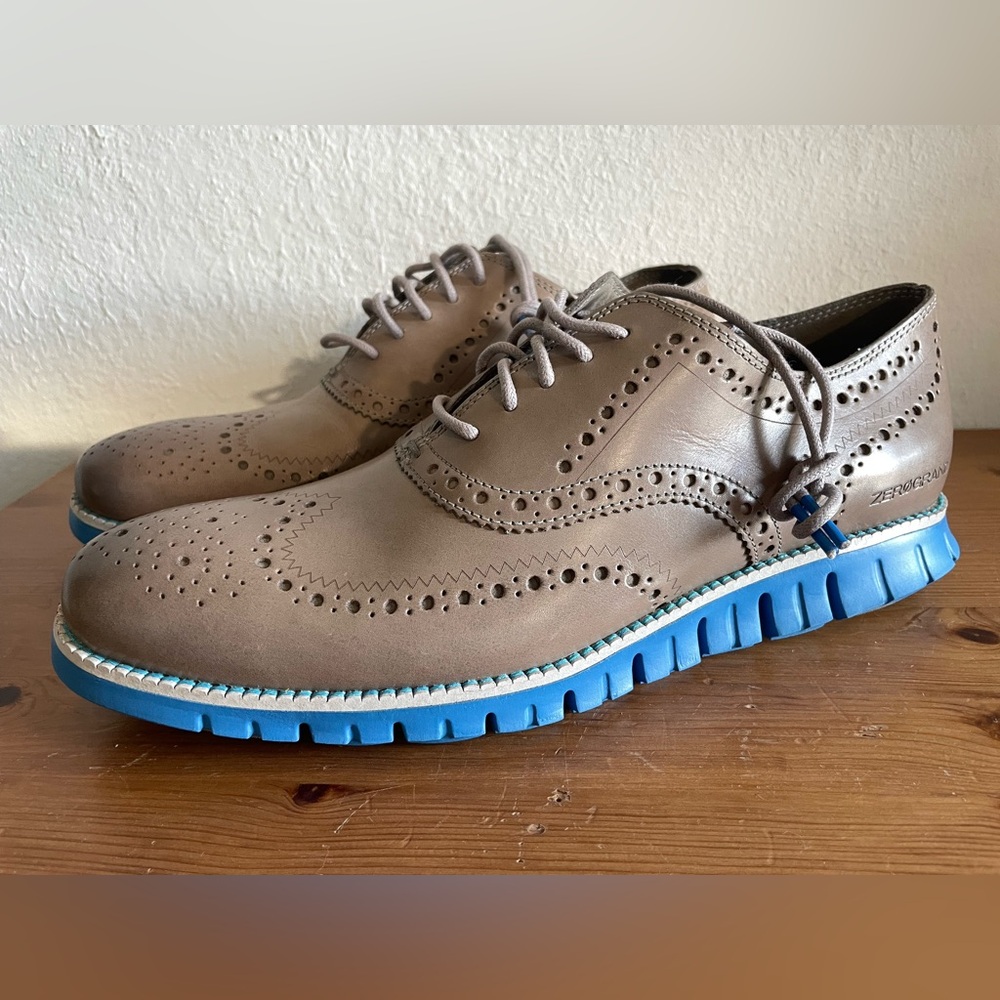 NWOT Cole Haan Zerogrand Oxford leather gray blue size 10